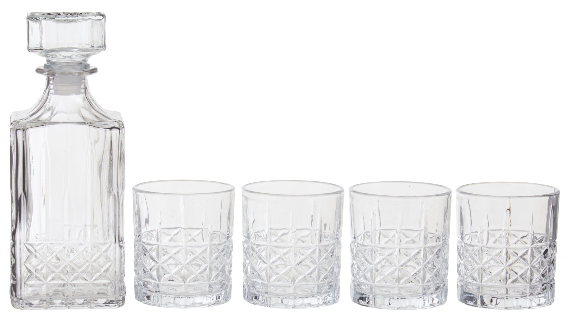 Dayla Diamond Pattern Decanter With Four Glasses image 0