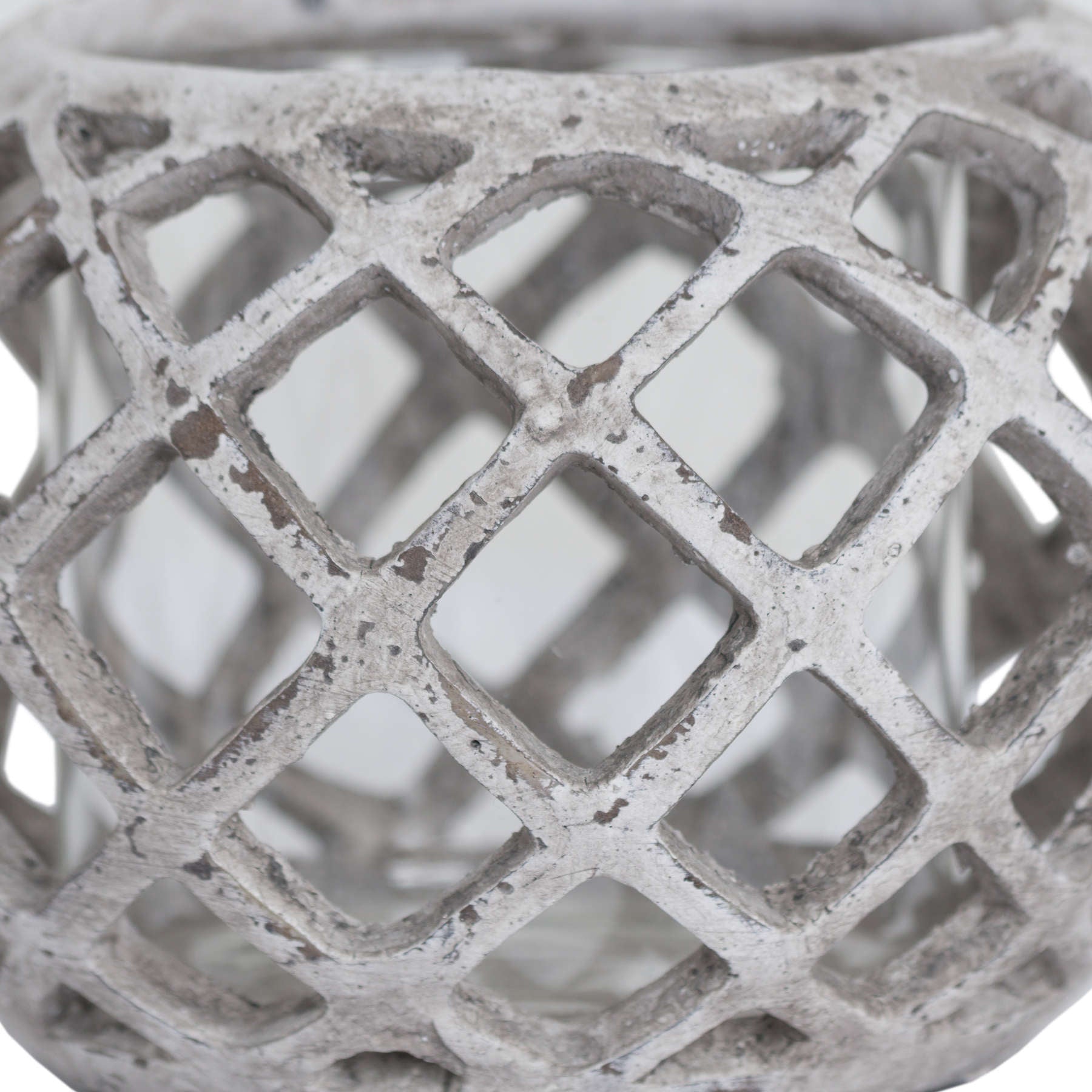 Large Round Ceramic Lattice Hurricane Lantern image 1