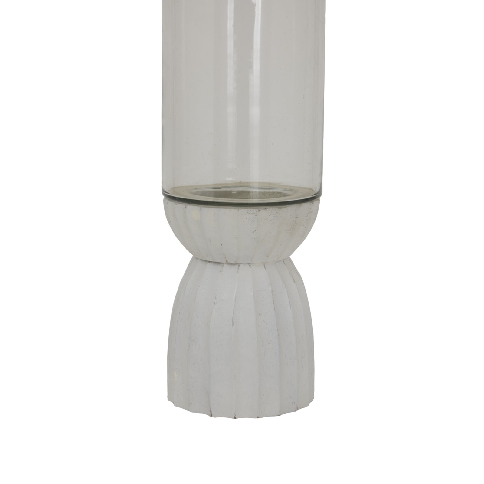 White Carved Hurricane Lantern image 1