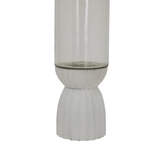 White Carved Hurricane Lantern image 1