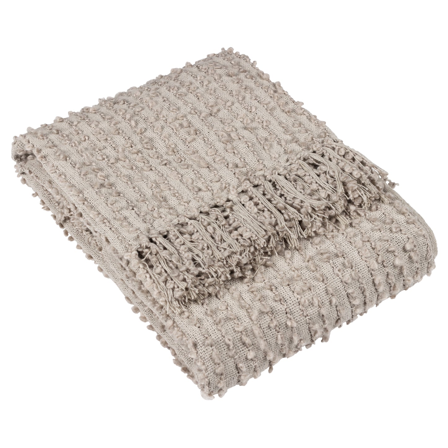 Arvo Woven Tasselled Throw - Feather Grey