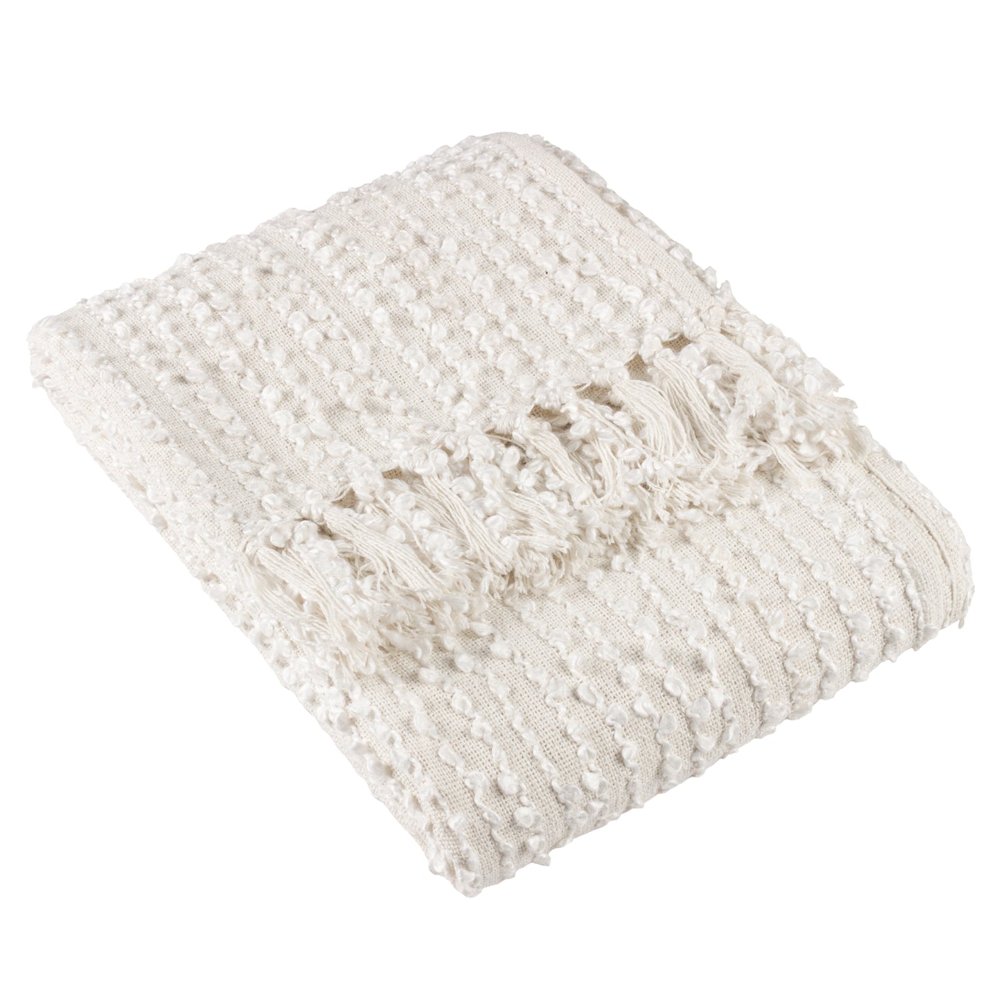 Arvo Woven Tasselled Throw - Natural Cream