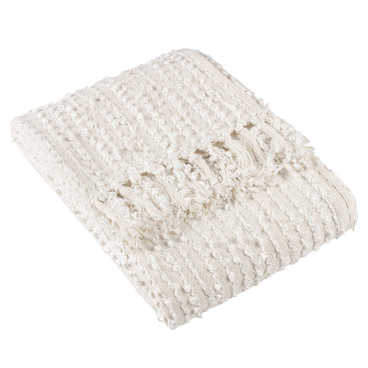 Arvo Woven Tasselled Throw - Natural Cream