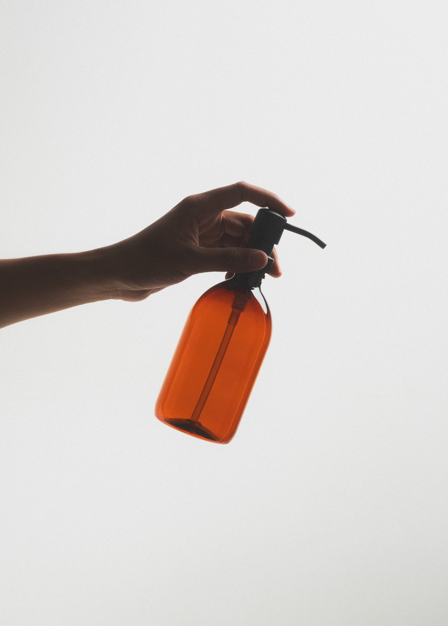 Plastic Amber Bottle Dispenser with Stainless Steel Pump