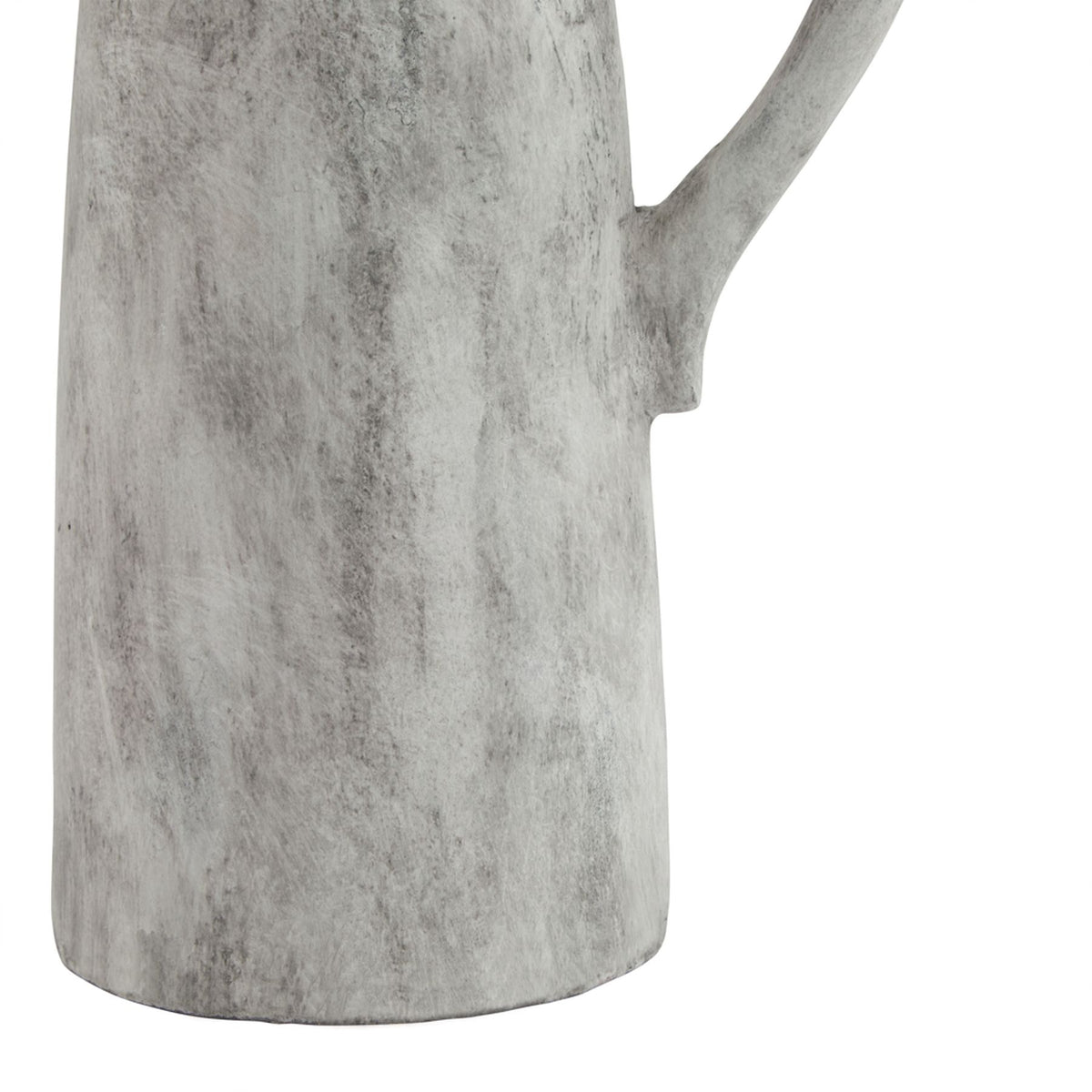 Close-up of a gray ceramic pitcher on a white background