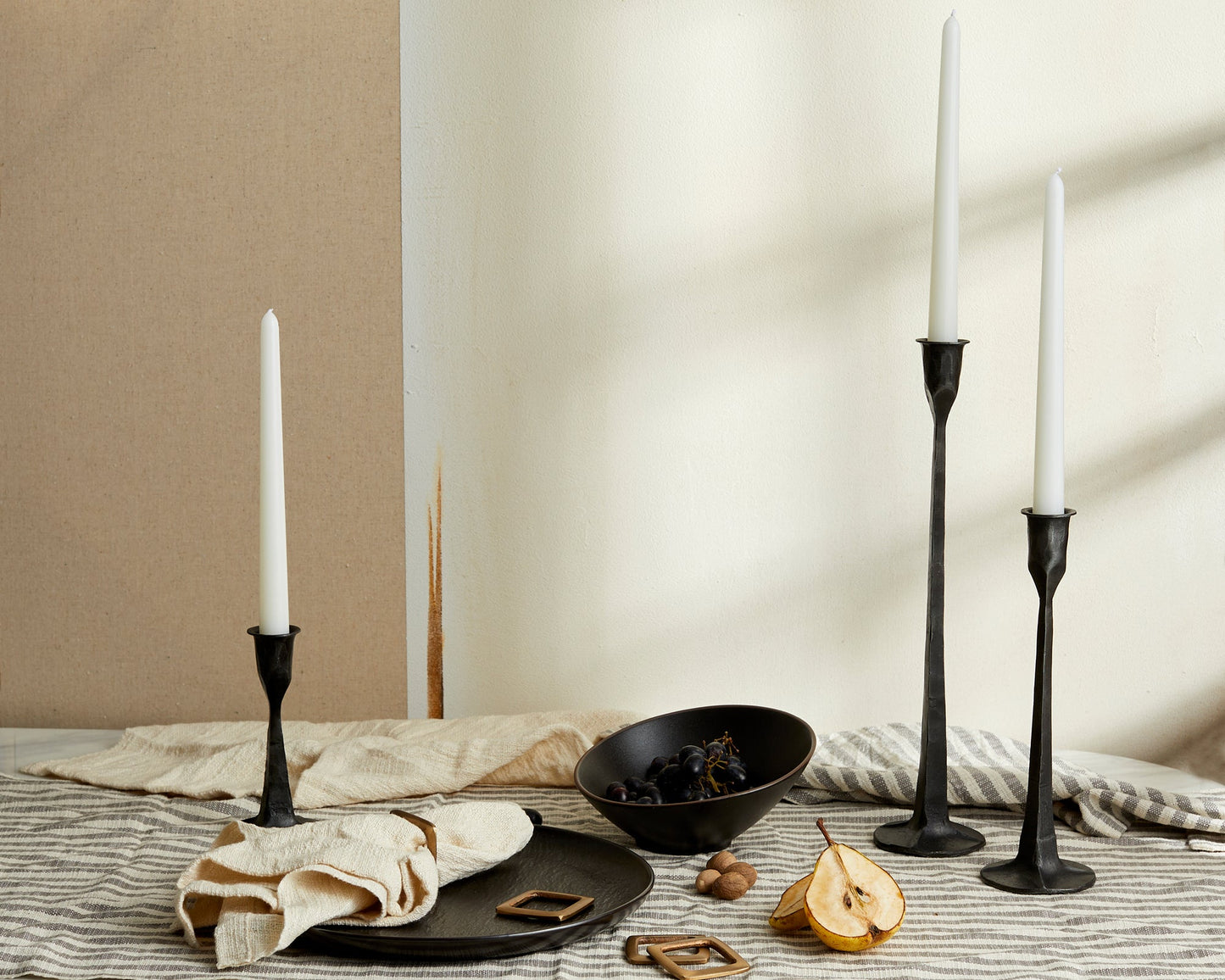 Nile Handcrafted Iron Black Taper Candle Holder Set (Set of 3)