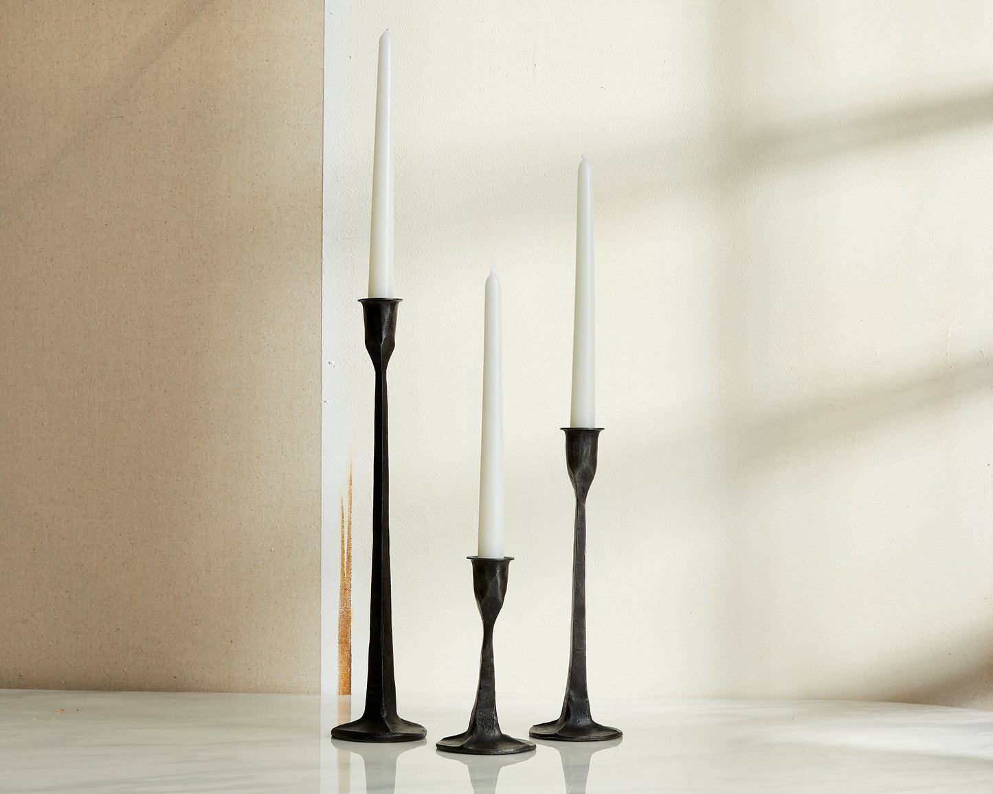 Nile Handcrafted Iron Black Taper Candle Holder Set (Set of 3)