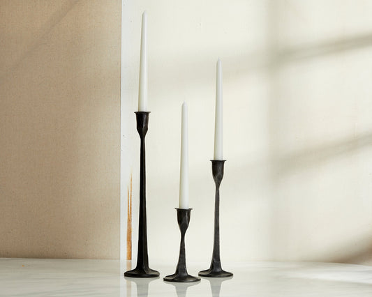 Nile Handcrafted Iron Black Taper Candle Holder Set (Set of 3)