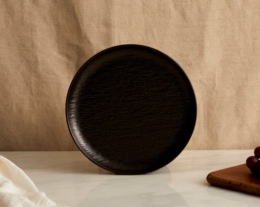 Enigma Black Porcelain Round Starter Plate 22cm