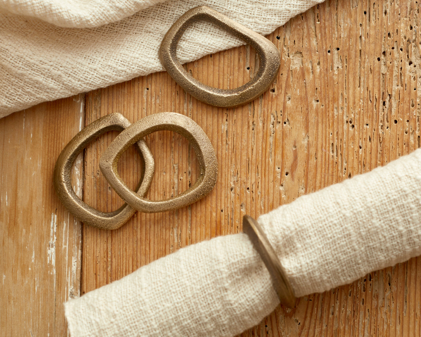 Moss Brass Napkin Rings Gold - Set of 4
