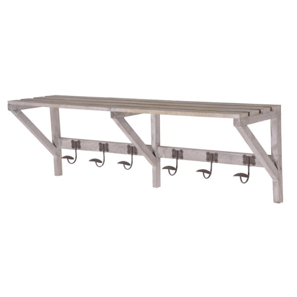 White Wash Effect Wooden Coat Rack with Shelf 120cm