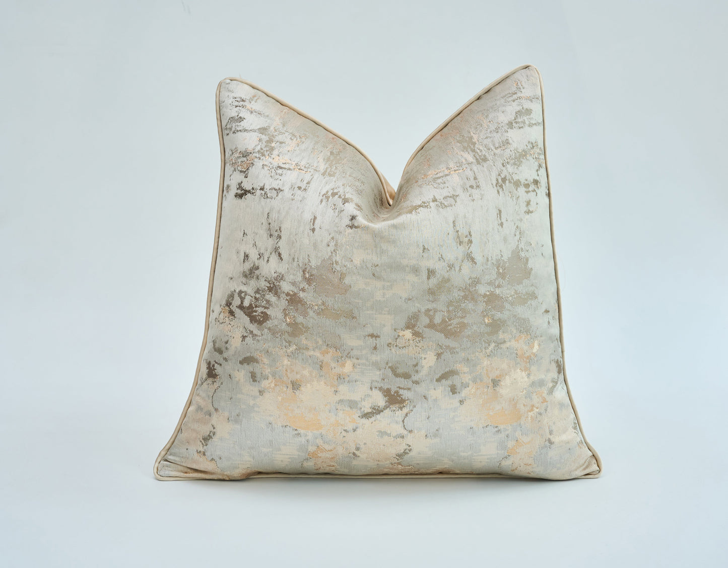 Luxury Gold Jacquard Silk Cushion Cover with Metallic Texture - 45x45 cm