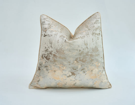 Luxury Gold Jacquard Silk Cushion Cover with Metallic Texture - 45x45 cm