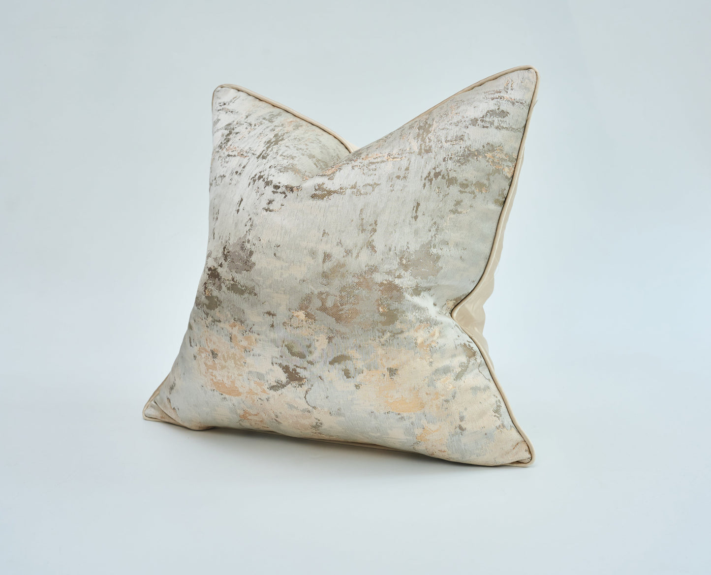 Luxury Gold Jacquard Silk Cushion Cover with Metallic Texture - 45x45 cm