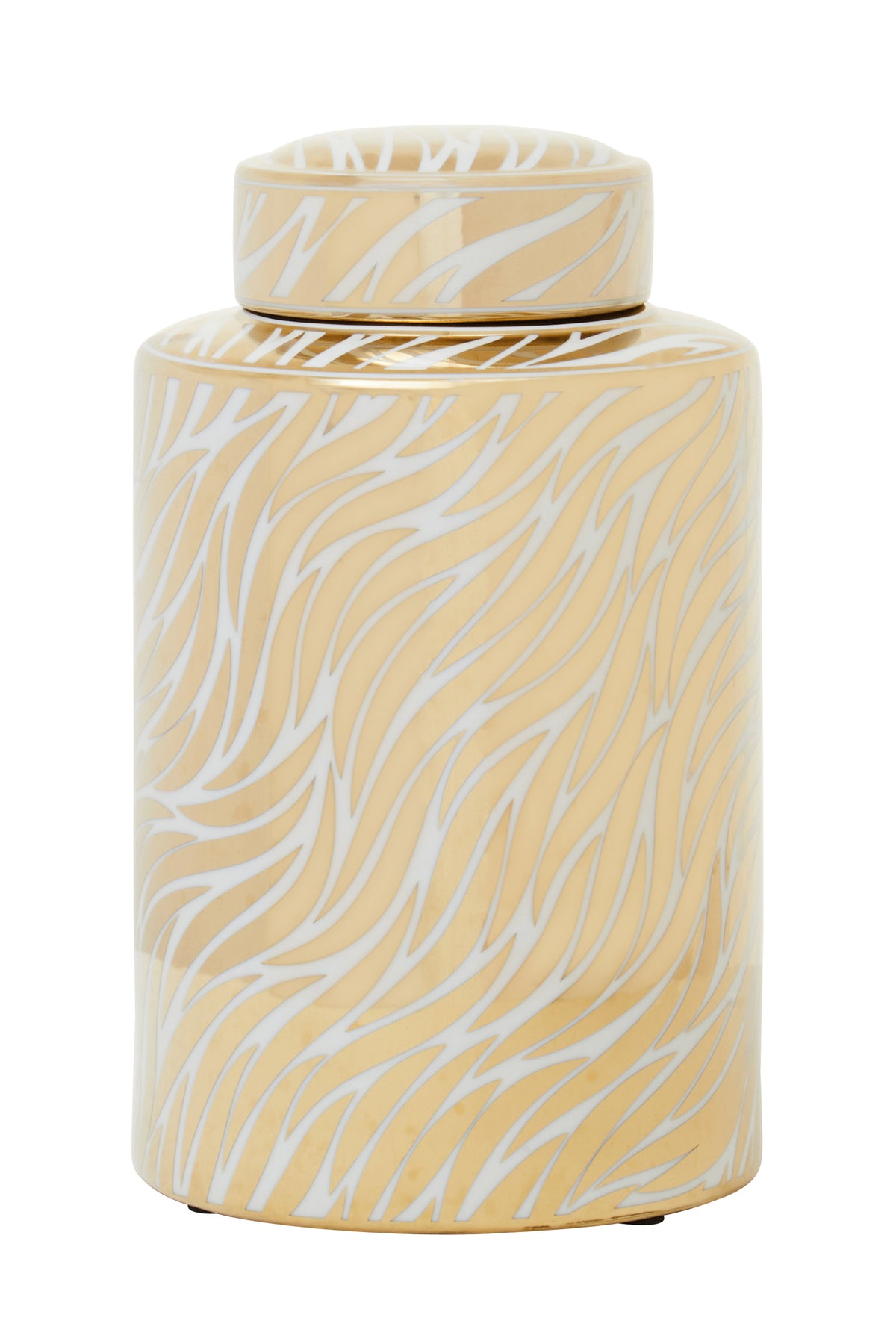 Doria Small White And Gold Finish Ceramic Jar 30cm