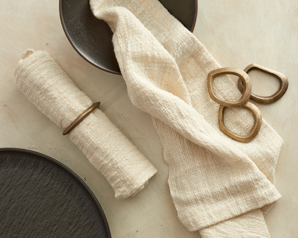 Moss Brass Napkin Rings Gold - Set of 4