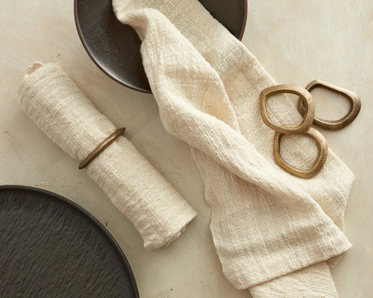 Moss Brass Napkin Rings Gold - Set of 4