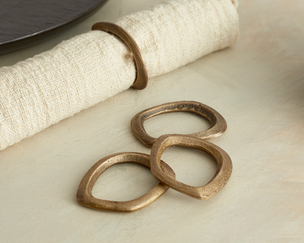 Moss Brass Napkin Rings Gold - Set of 4