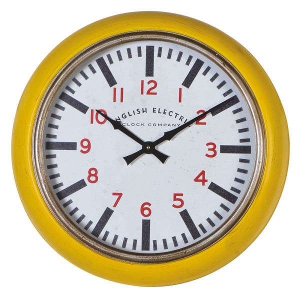 Yellow 'English Electric' Wall clock 51cm