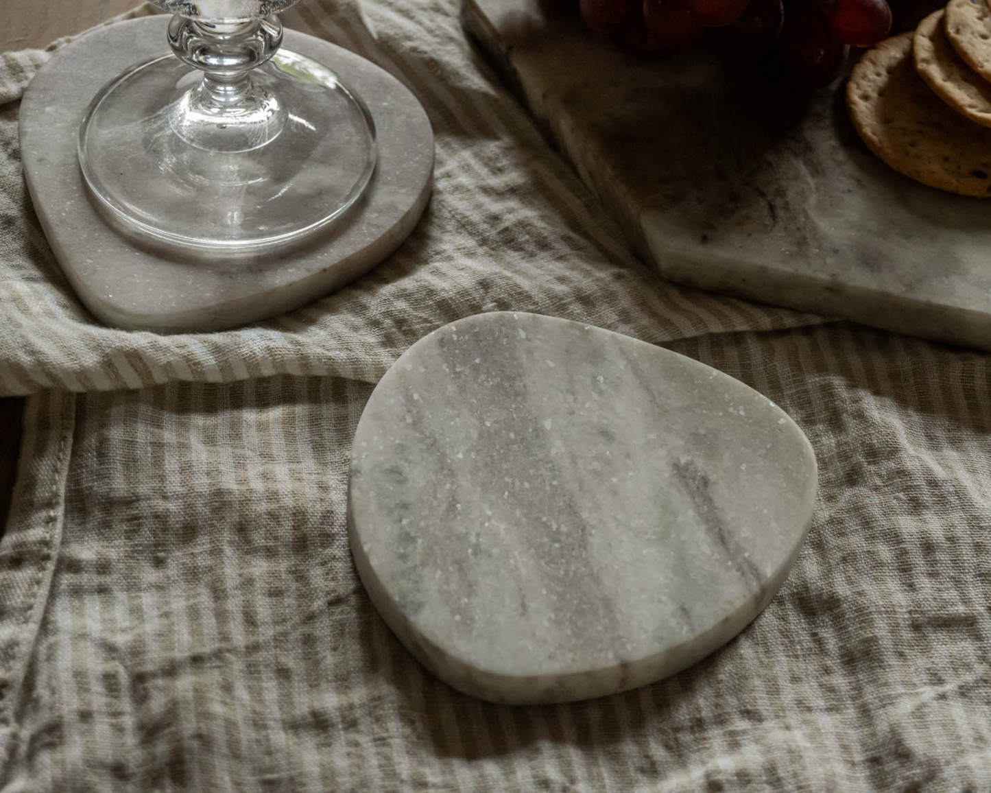 Amie Natural Polished White/Grey Marble Coasters