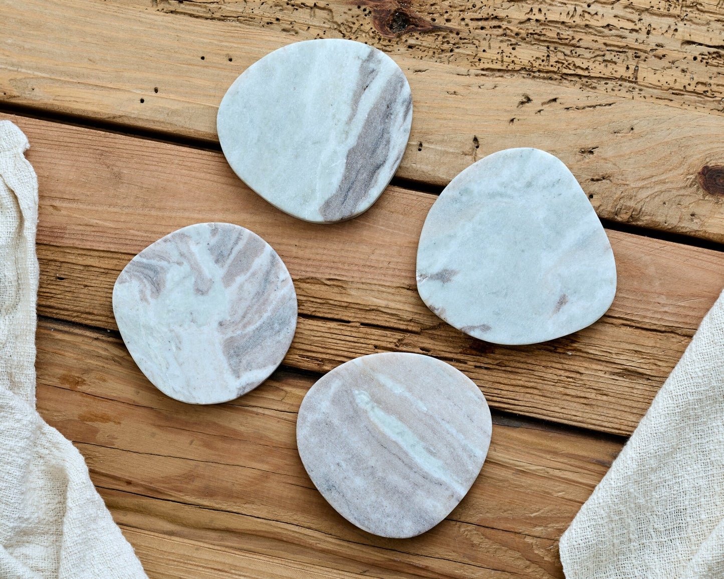Amie Natural Polished White/Grey Marble Coasters