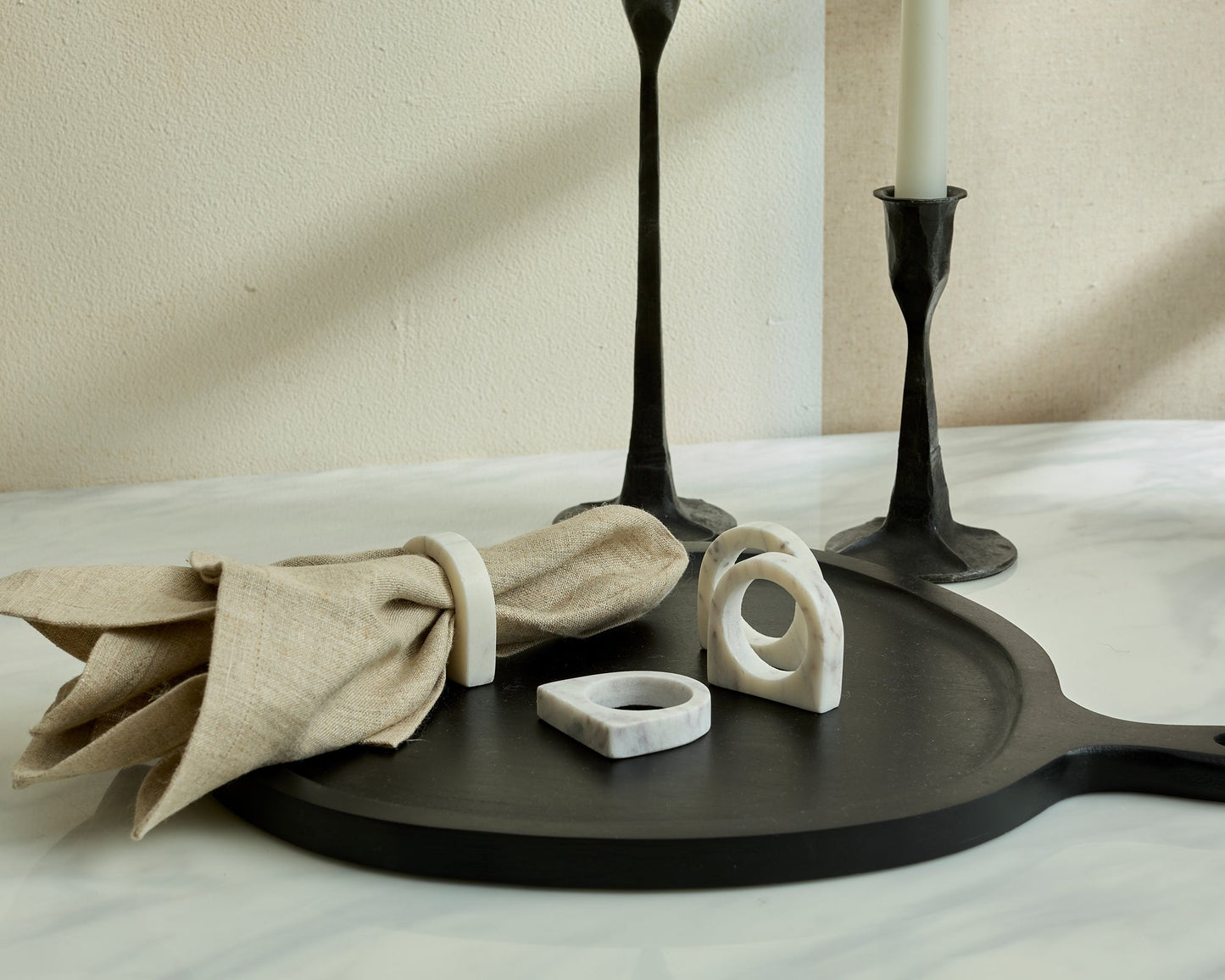 Bree Polished Marble Napkin Rings Set of 4