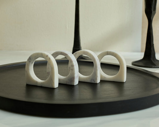 Bree Polished Marble Napkin Rings Set of 4