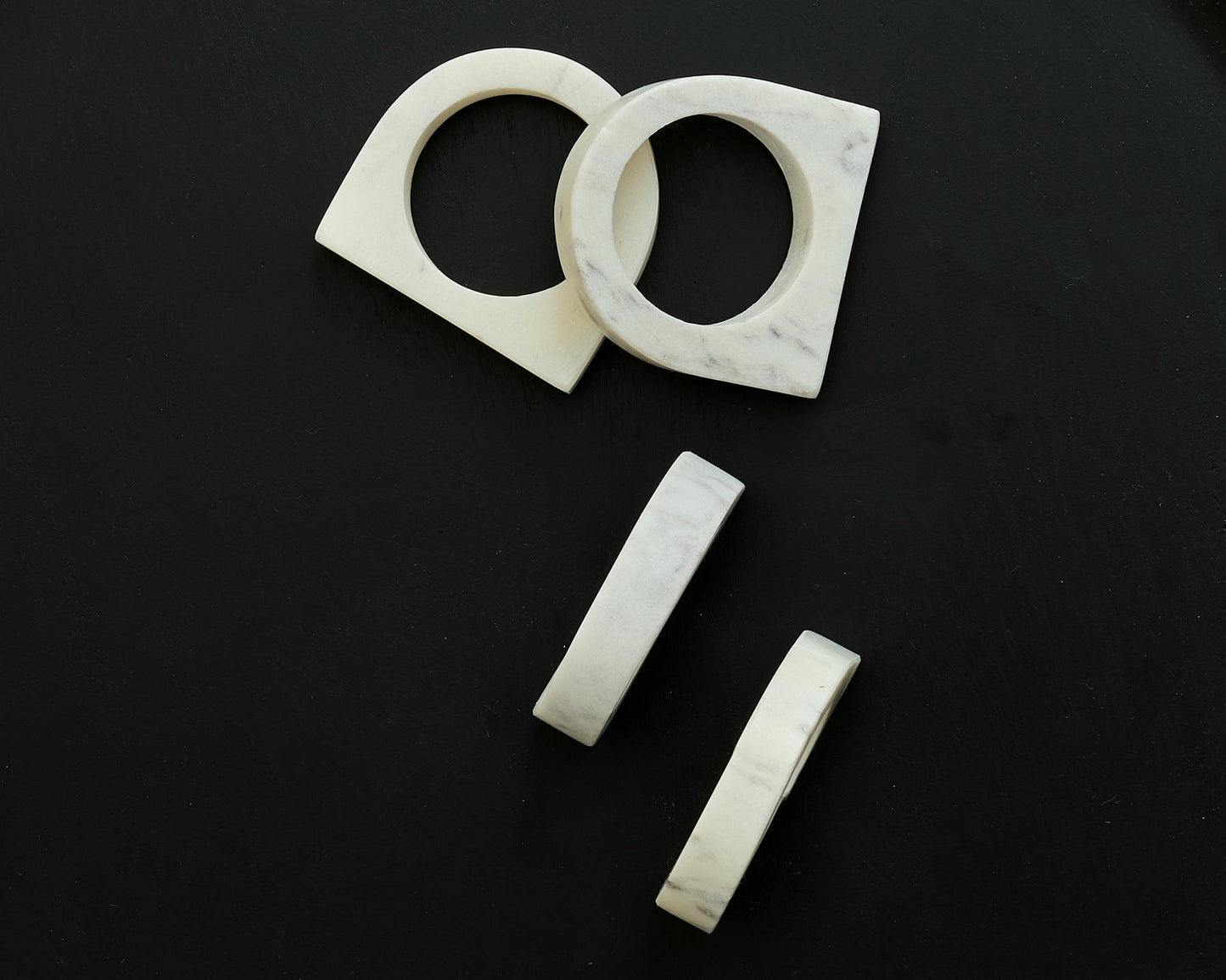 Bree Polished Marble Napkin Rings Set of 4