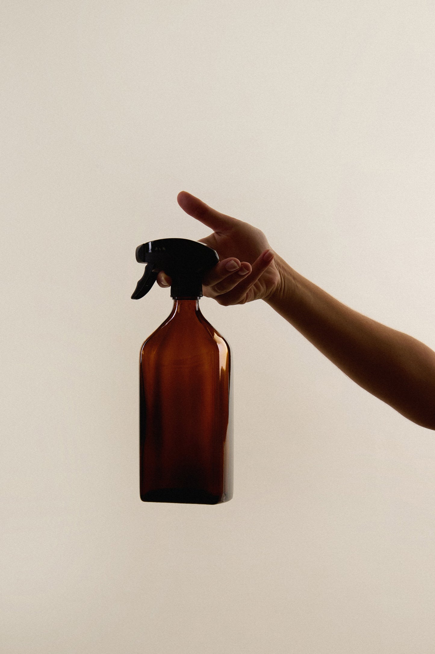 Amber Glass Rectangle  Kitchen/Utility Spray Bottle