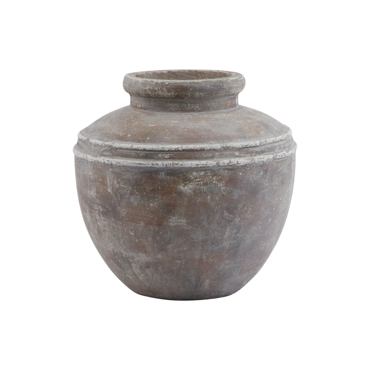 Vintage-style terracotta pot on a white background
