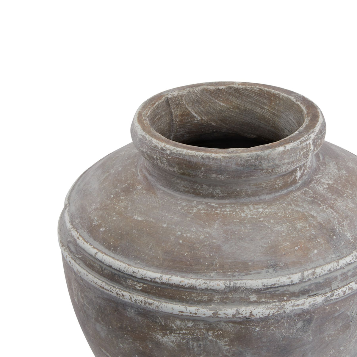 Vintage-style terracotta pot on a white background