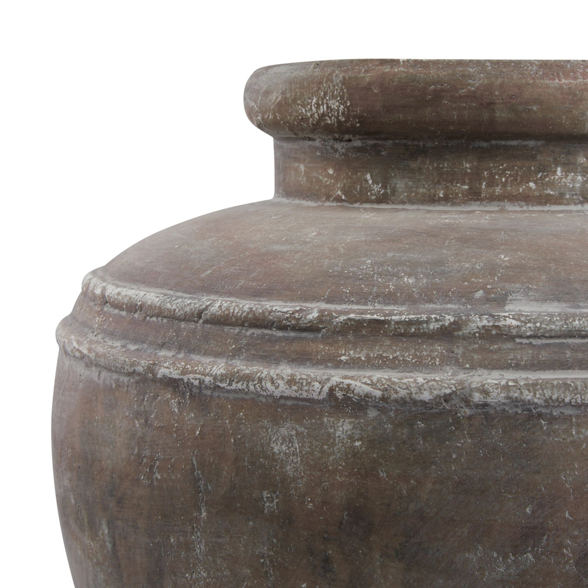 Close-up of a textured brown pot on a white background
