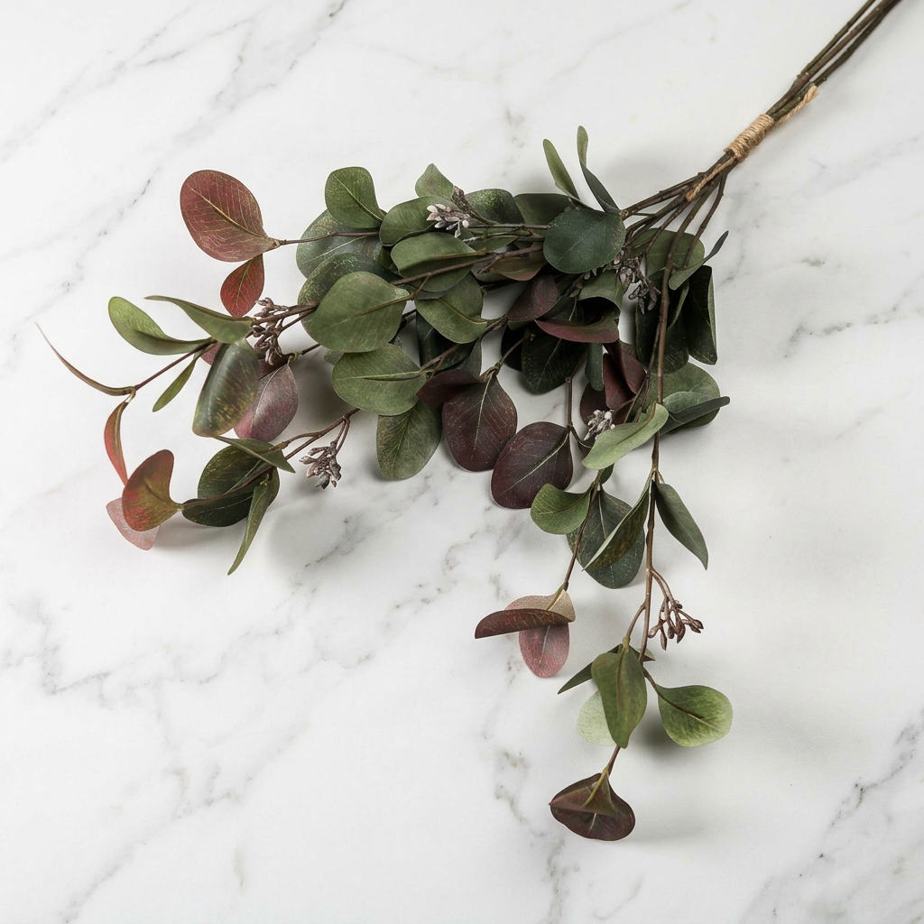 Variegated Eucalyptus Bouquet - Brown Red Burgundy & Green Autumn Shades
