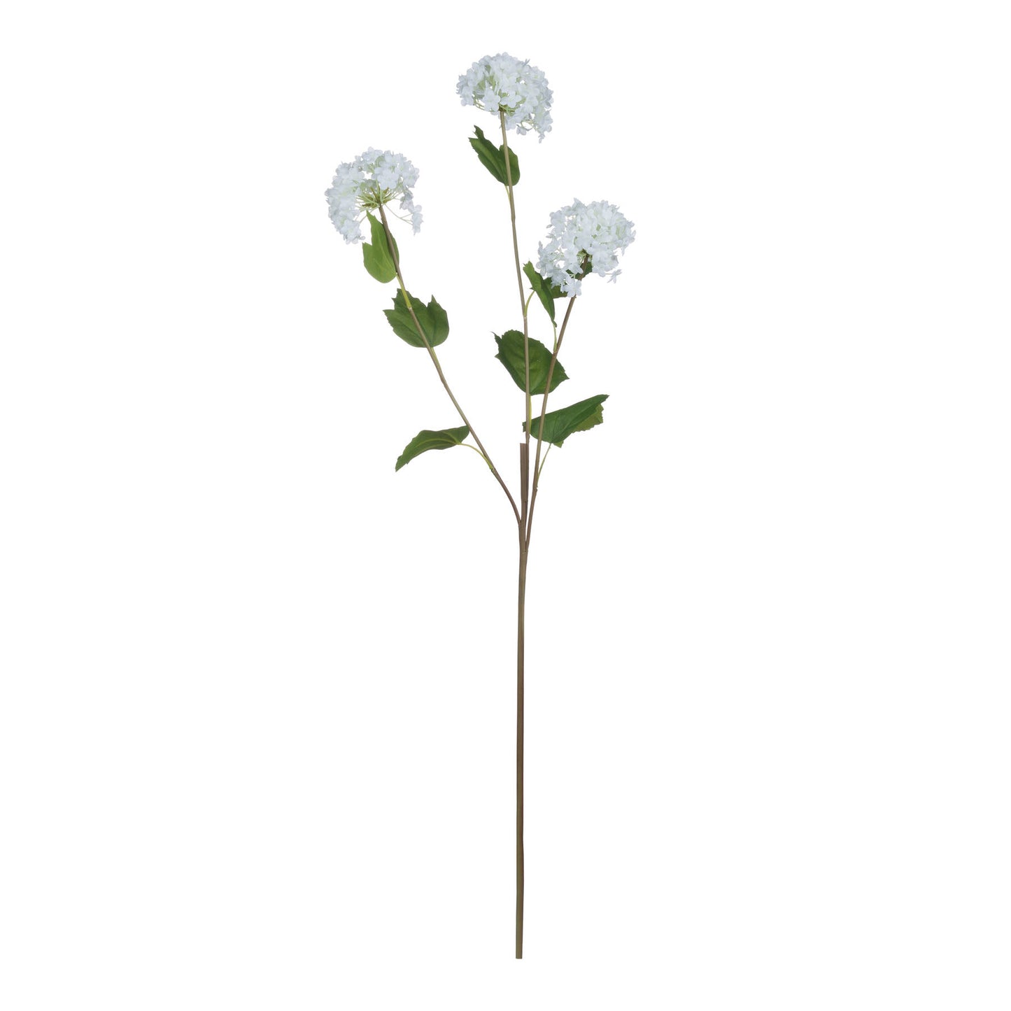 Artificial flower stem with white flowers on a white background