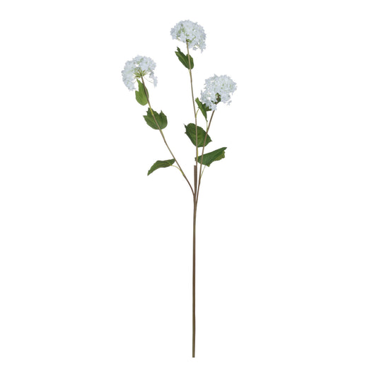 Artificial flower stem with white flowers on a white background