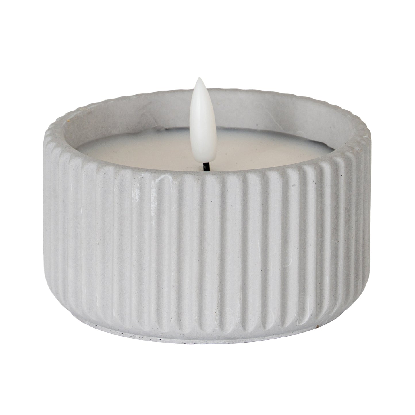Luxe Collection Natural Glow Chalk Ribbed Small Led Candle image 0