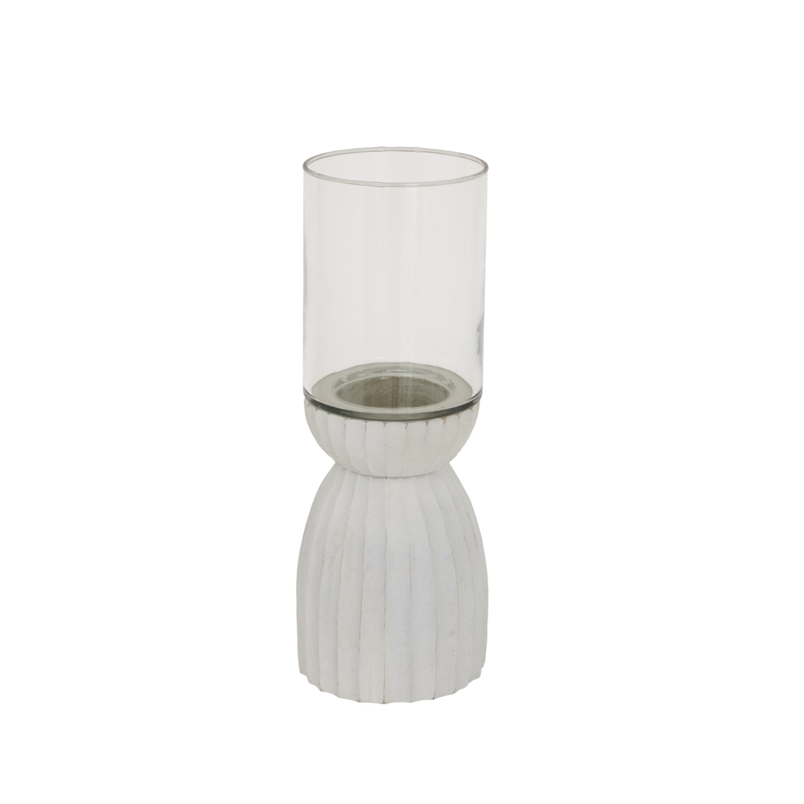 Large White Carved Hurricane Lantern image 0