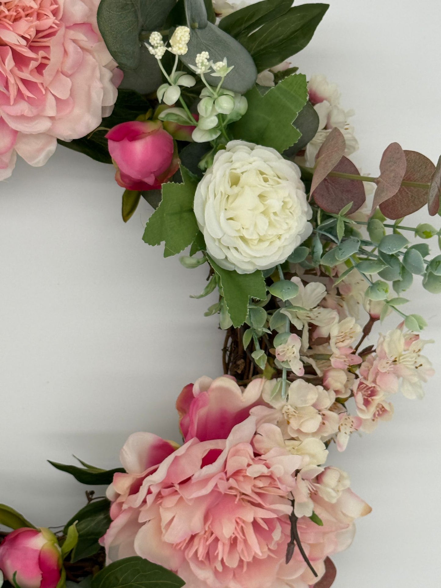 Pink Peony Romance Floral Wreath – Pink & White Peony, Cherry Blossom image 2