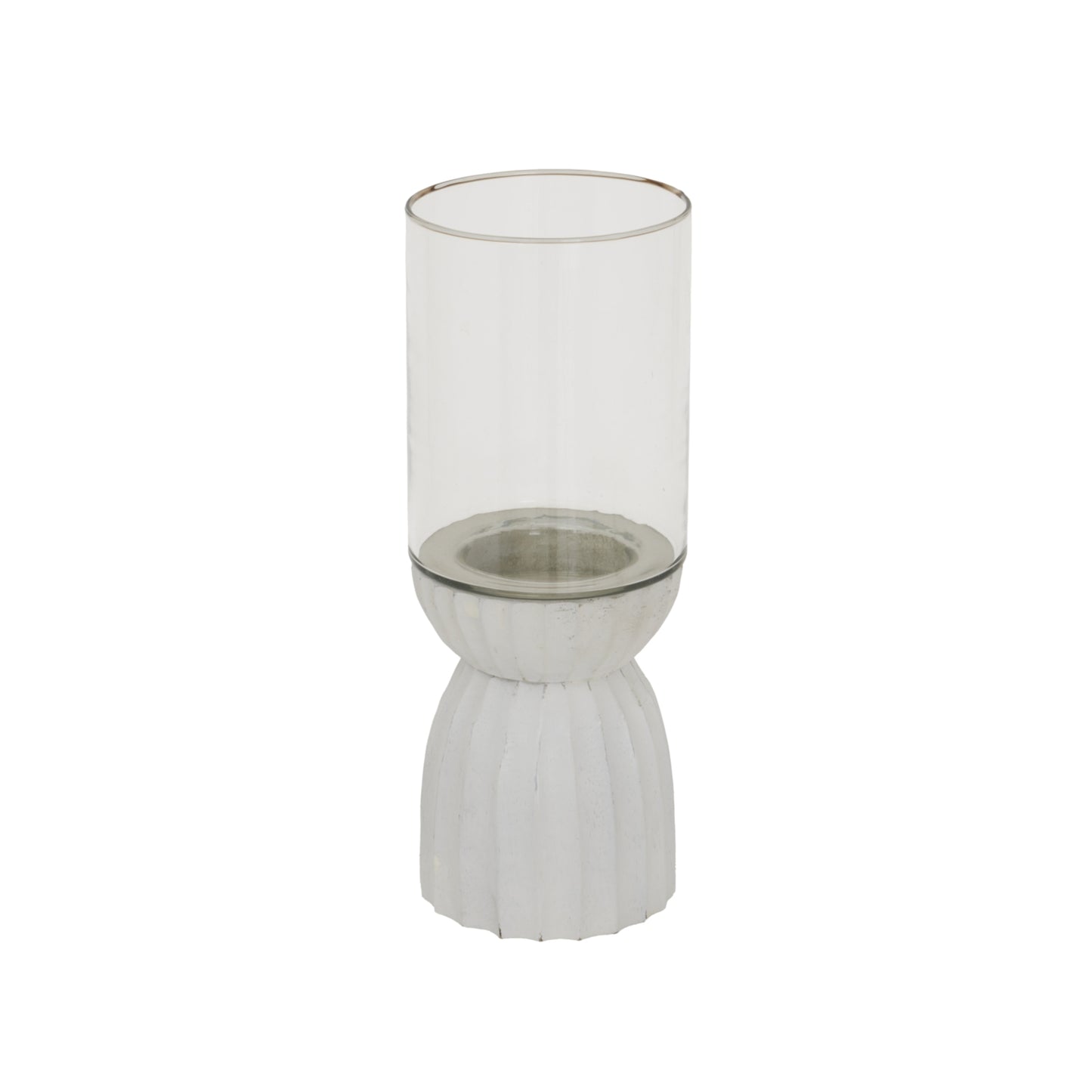 White Carved Hurricane Lantern image 0