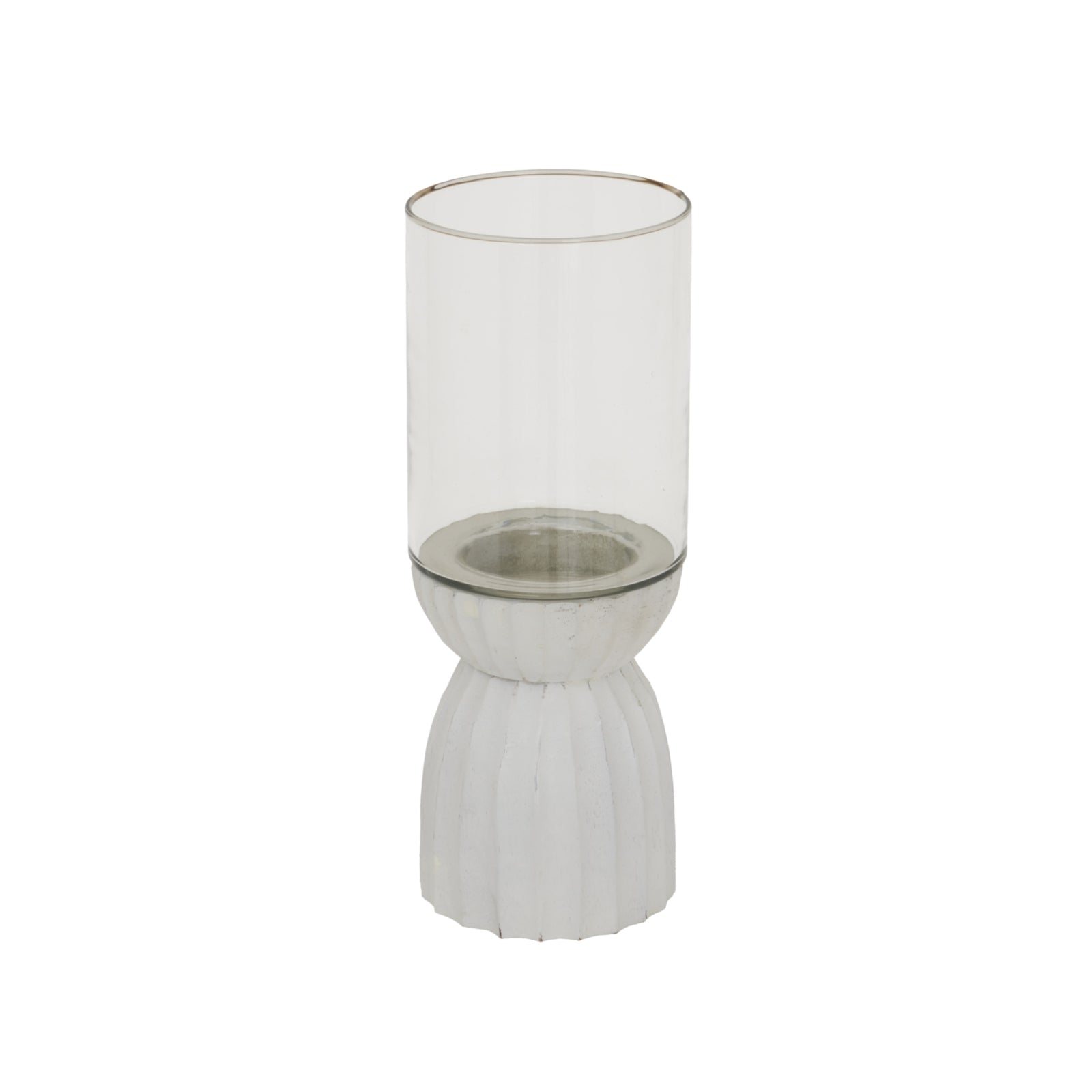 White Carved Hurricane Lantern image 0