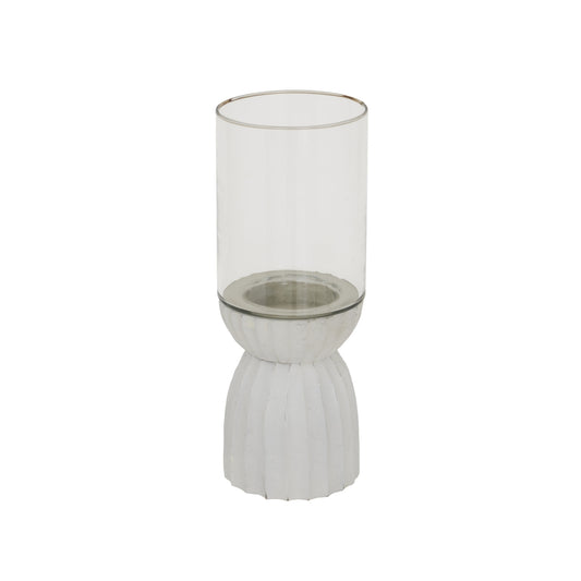 White Carved Hurricane Lantern image 0