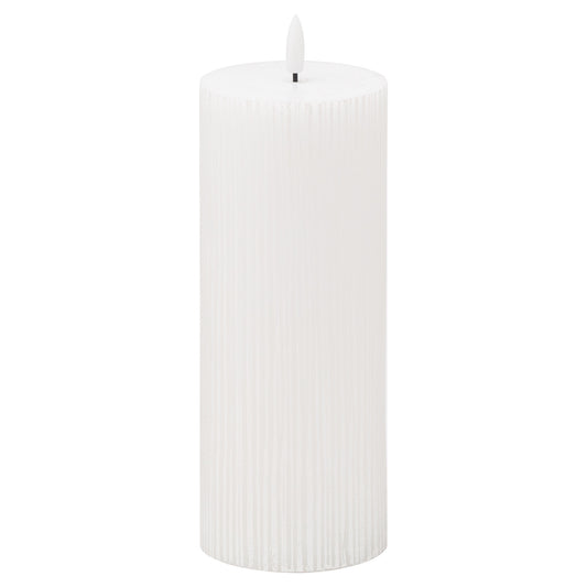 Luxe Collection Natural Glow 3x8 Textured Ribbed LED Candle image 0