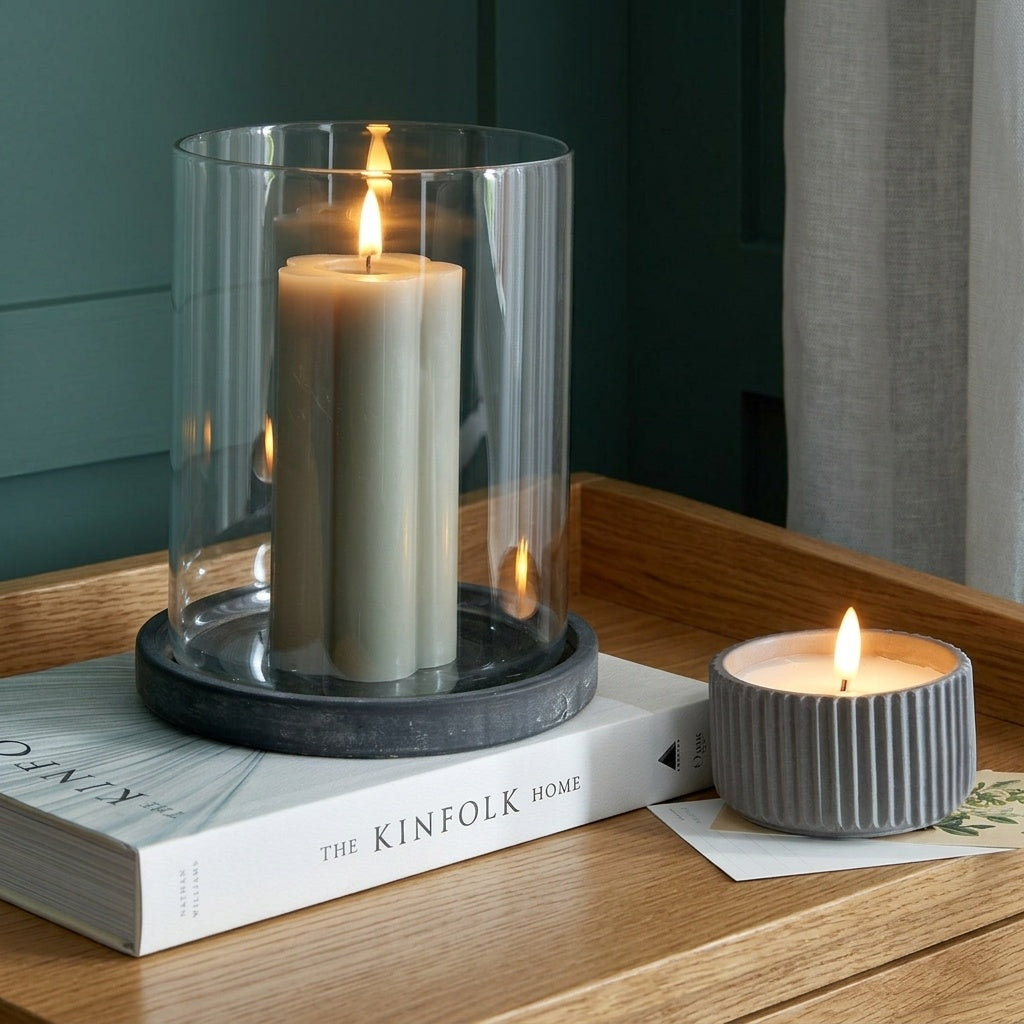 Amalfi Grey Large Hurricane Lantern