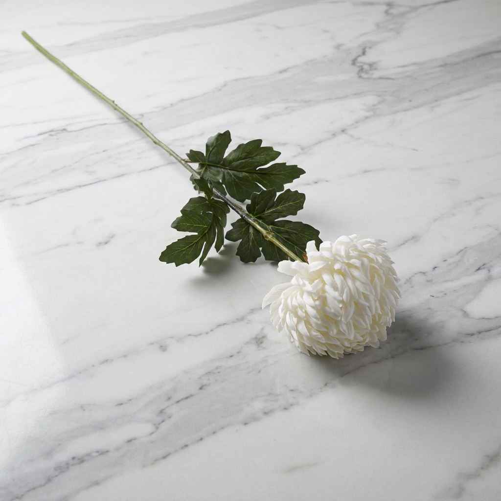 Large Artificial White Chrysanthemum Flower Stem