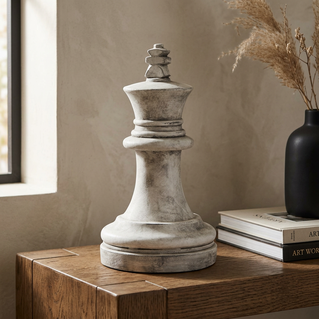 Athena Stone King Chess Piece Decorative Ornament 28cm