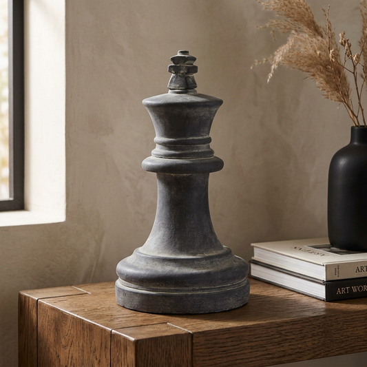 Amalfi Grey King Chess Piece Sculpture Ornament 28cm