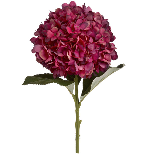 Autumn Rich Ruby Red Hydrangea Artificial Floral Stem 18cm Wide