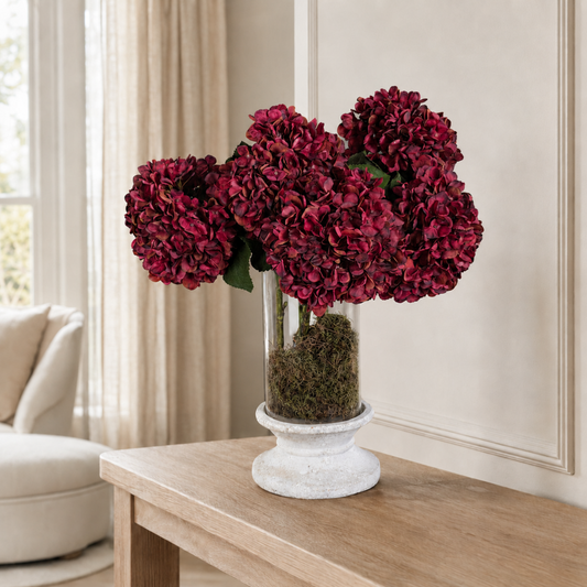 Autumn Rich Ruby Red Hydrangea Artificial Floral Stem 18cm Wide