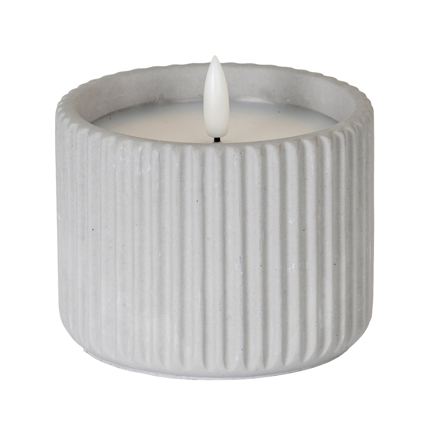 Luxe Collection Natural Glow Chalk Ribbed Medium Led Candle image 0