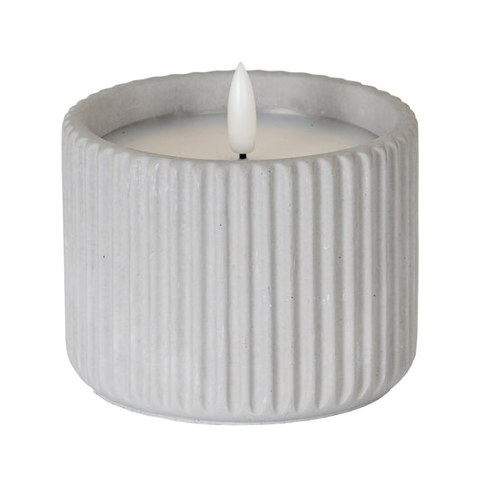 Luxe Collection Natural Glow Chalk Ribbed Medium Led Candle image 0